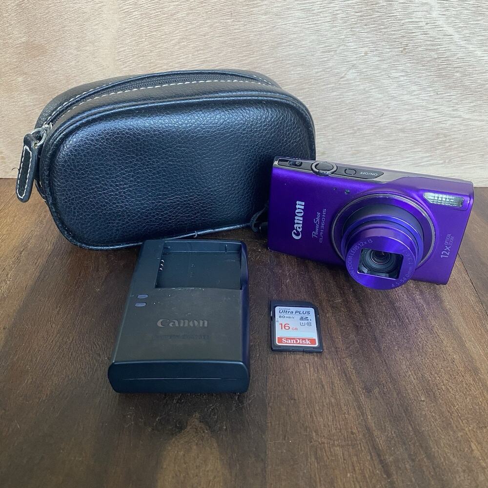 Canon PowerShot ELPH-360 HS Point & Shoot Digital Camera Purple w/ 16GB Charger